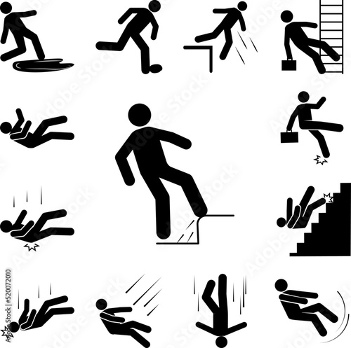 Man, fall, stairs, down icon in a collection with other items