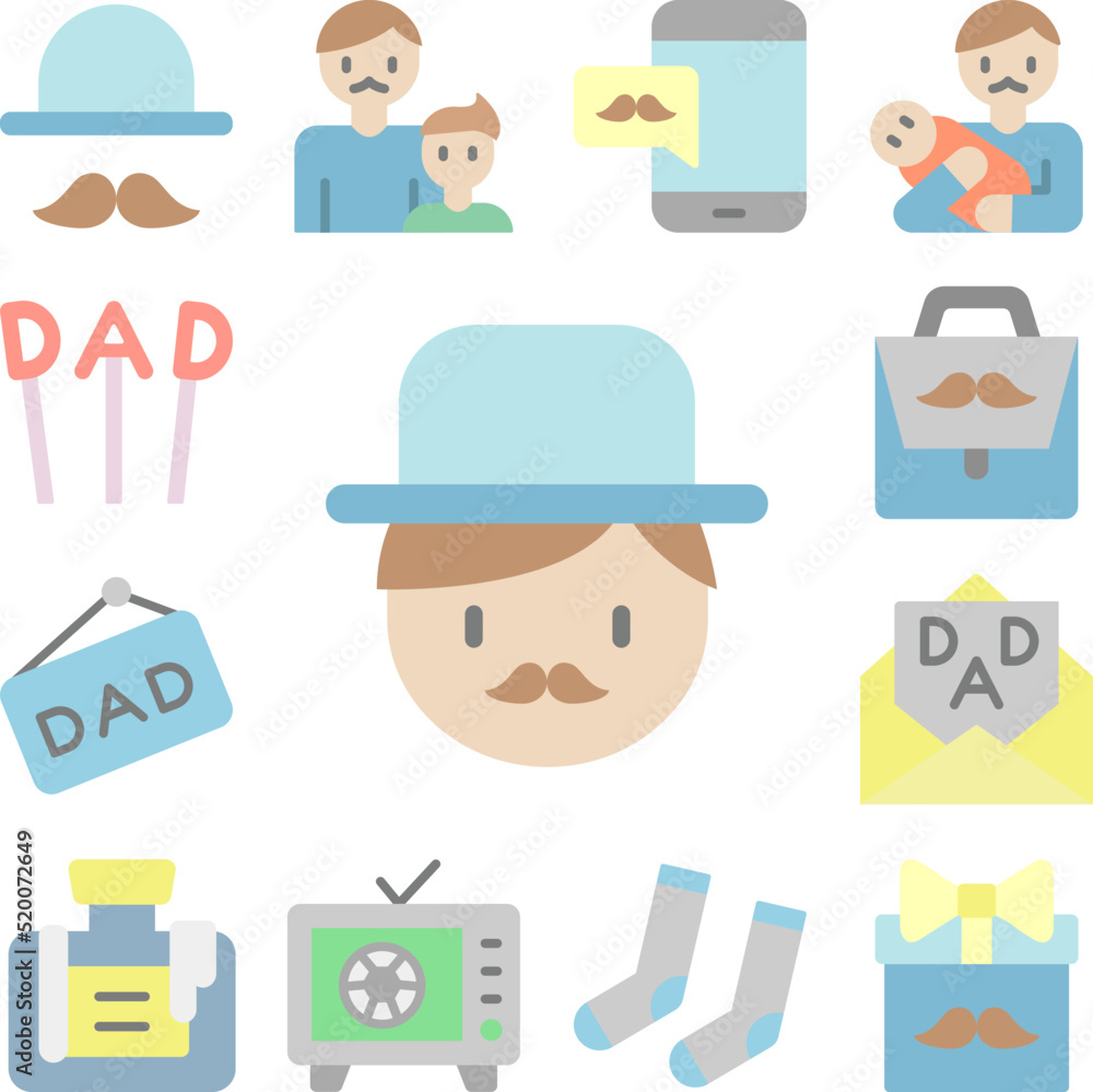 Dad, father icon in a collection with other items Dad, father icon in a collection with other items