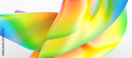 Fluid design twisted shapes holographic 3D abstract background iridescent wallpaper