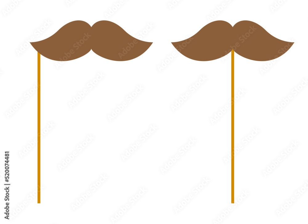 Mustache with wooden stick on white background Mustache with wooden stick on white background