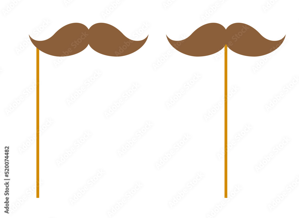 Mustache with wooden stick on white background Mustache with wooden stick on white background