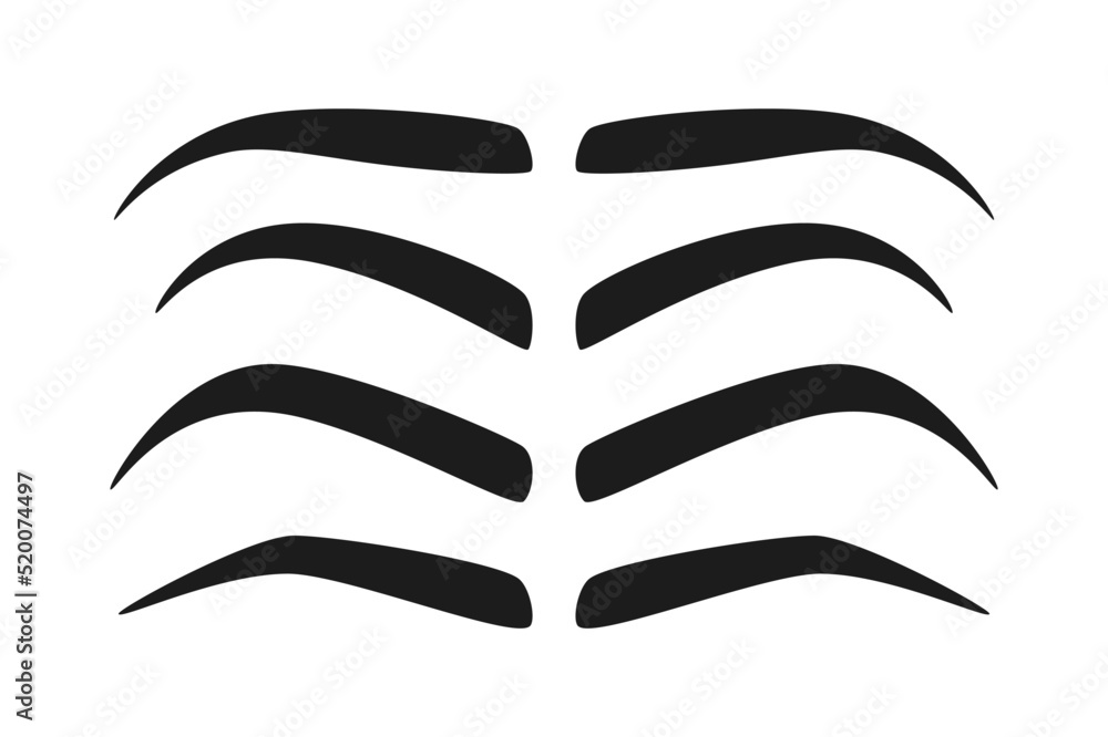 Set of Eyebrow shapes on white background Set of Eyebrow shapes on white background