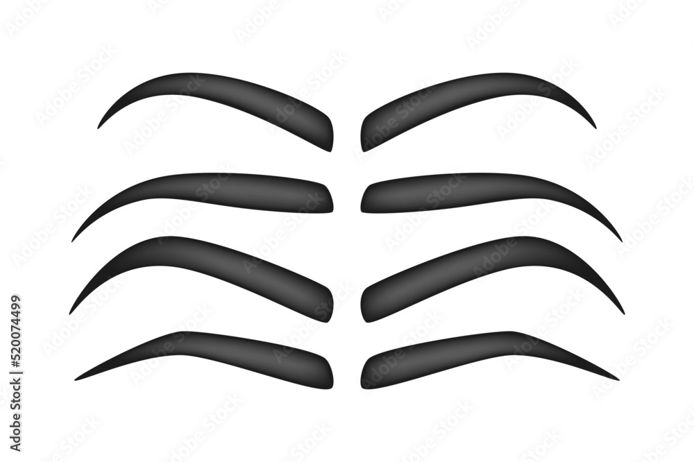 Set of Eyebrow shapes on white background Set of Eyebrow shapes on white background
