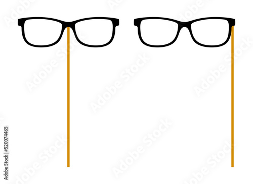 Glasses with wooden stick on white background
