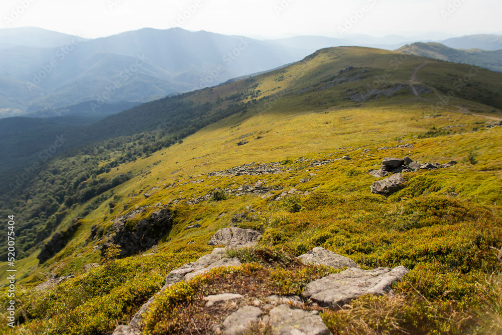 picturesque mountain landscapes, people hiking