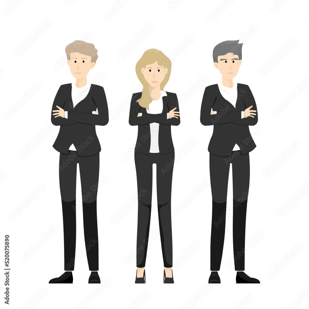 Design cartoon human standing, Business young people with uniform, Vector illustration.