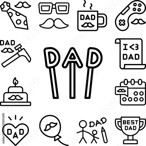 DAD  sticks icon in a collection with other items