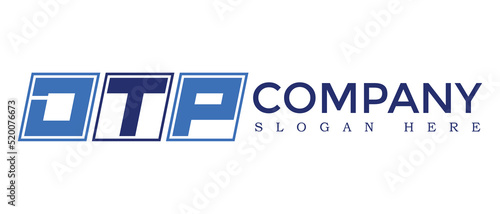 DTP three Letter Rounded rectangle boxes shape element symbol digital initial technology Media business  logo design, Vector Template