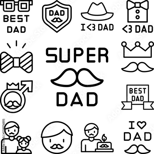 Super Dad, Mustache icon in a collection with other items
