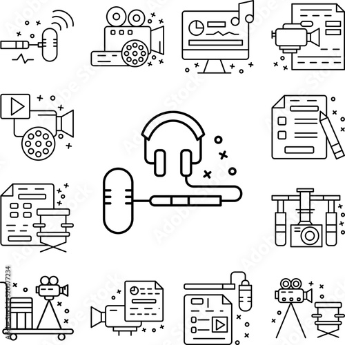 Dubbing, studio, music, voice icon in a collection with other items