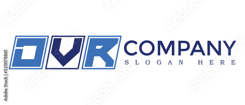 DVR three Letter Rounded rectangle boxes shape element symbol digital initial technology Media business  logo design, Vector Template