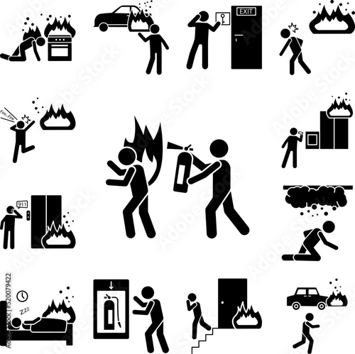 Extinguisher, fire icon in a collection with other items