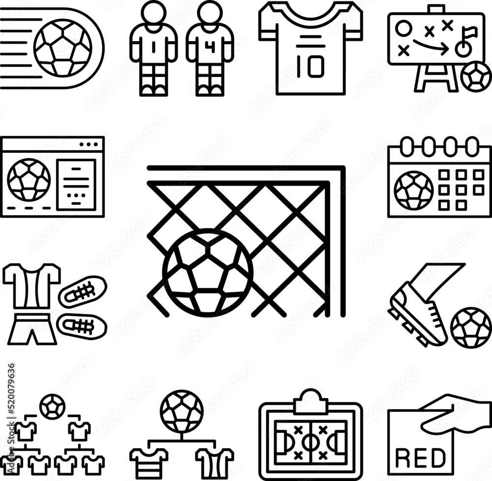 Goal, football icon in a collection with other items Goal, football icon in a collection with other items