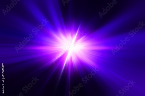 ultraviolet light. violet blue fire lighting flare bright shining on black blur abstract for background