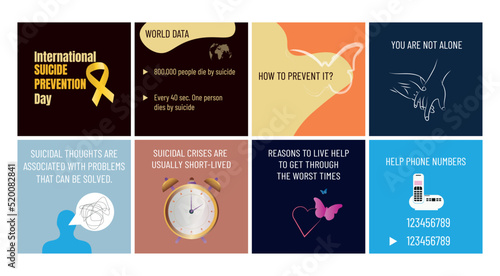 Template social networks.World Suicide Prevention Day concept Design for poster, greeting card, banner and background.