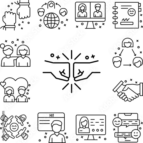 Bump finger hand icon in a collection with other items