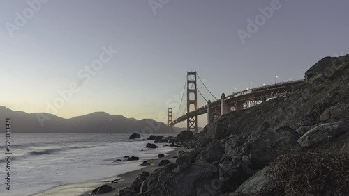 Golden Gate Bridge Ocean Baker Beach Beautiful Sunset Timelapse San Francisco