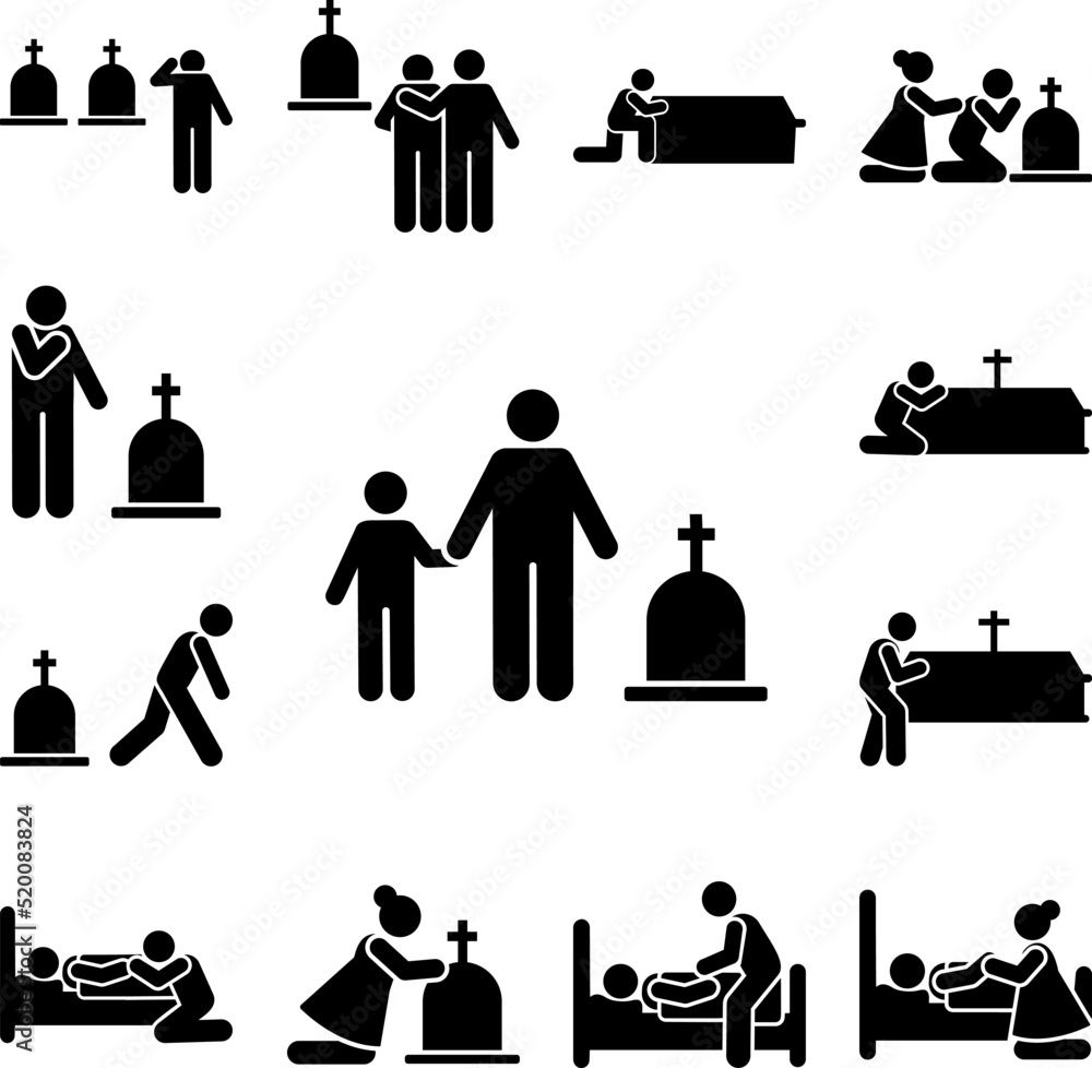 Man child funeral sorrow icon in a collection with other items Man child funeral sorrow icon in a collection with other items