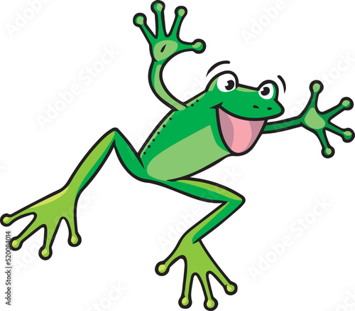 Funny jumping frog. Kids vector illustration