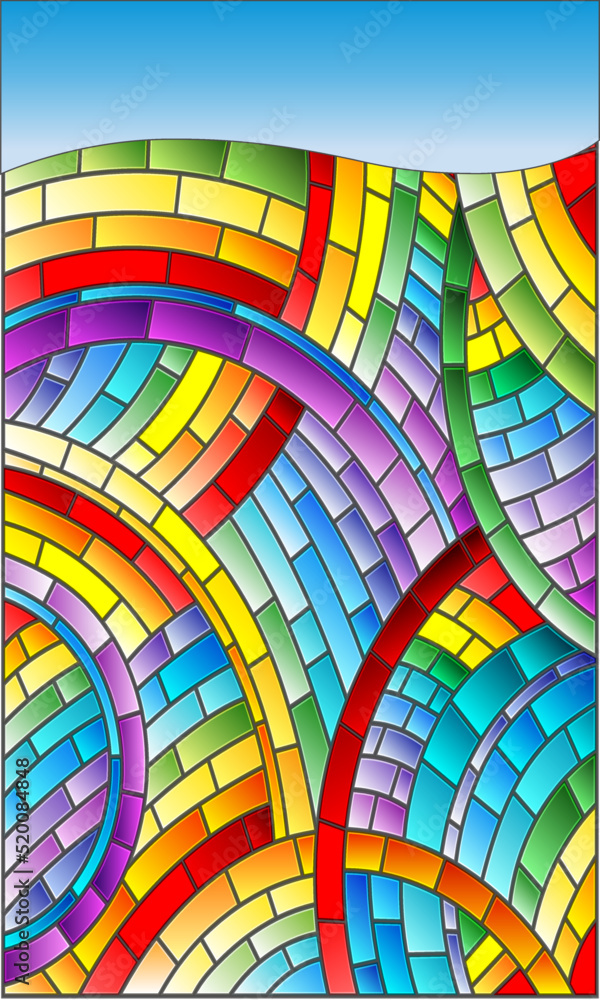 Fototapeta premium Abstract stained glass background , the colored elements arranged in rainbow spectrum