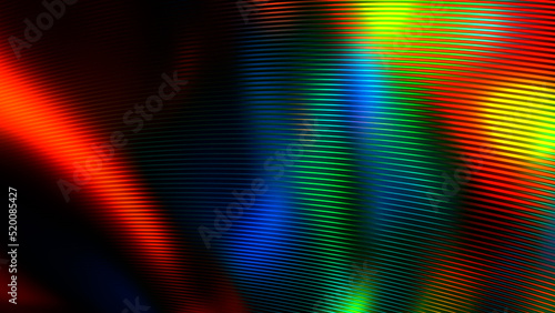 Colorful dark metal curves rainbow spotlights - hi-tech digital bg - abstract 3D rendering