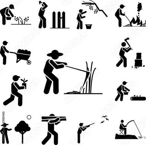 Cutting, farmer, grass, weed icon in a collection with other items