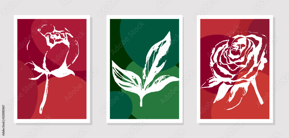 Painting vector set. Stylized peonies painted with spots. Abstract floral design for prints, covers and backgrounds, wallpapers. Vector illustration Painting vector set. Stylized peonies painted with spots. Abstract floral design for prints, covers and backgrounds, wallpapers. Vector illustration