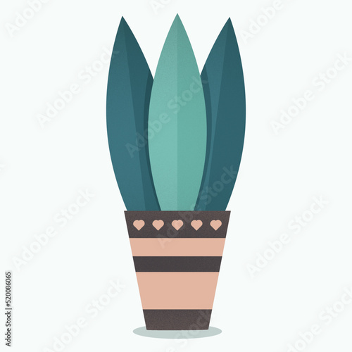 A flower in a pot with a grainy texture. Vector illustration