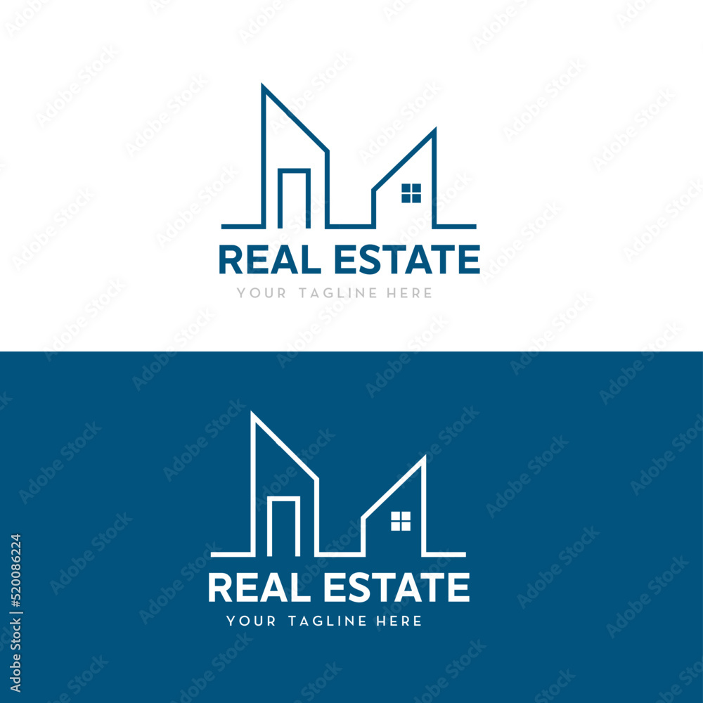 real estate logo design line art style