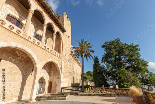 Palma de Mallorca, Spain. The Palau Reial de l'Almudaina (Royal Palace of La Almudaina), an alcazar and one of the official residences of the Spanish royal family