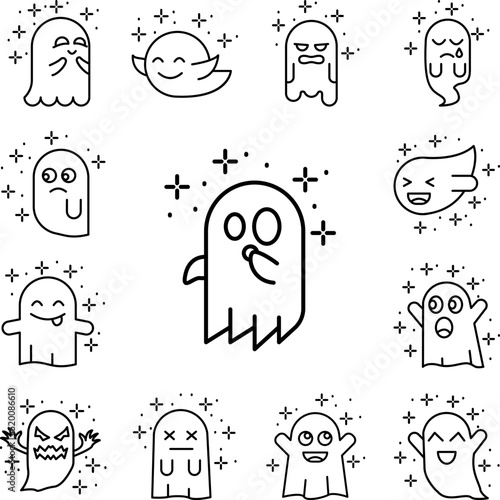 Ghost astonishment icon in a collection with other items