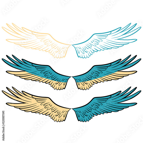 Ukrainian wings, digital on transparent background