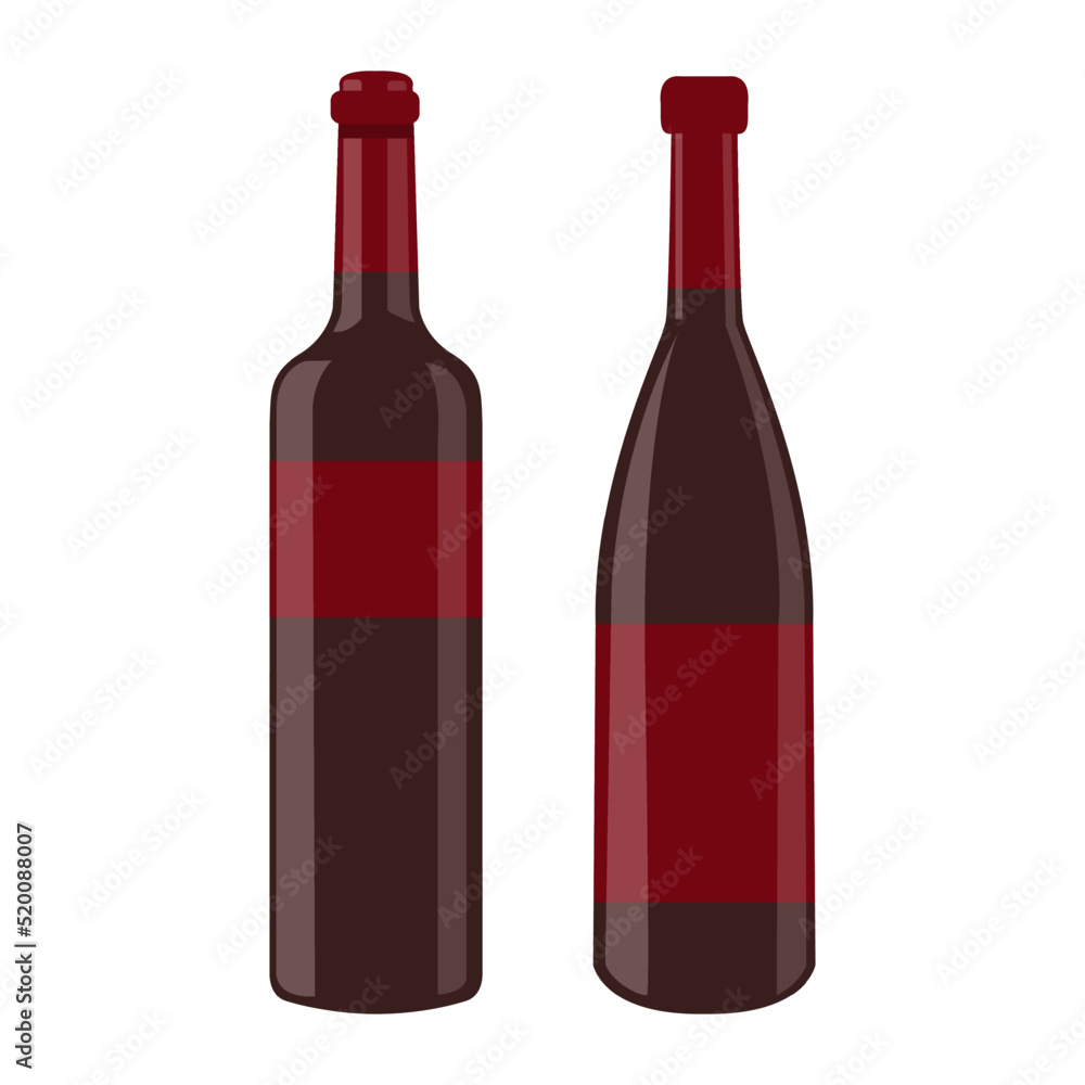 Wine bottles set. Vector illustration with alcohol drinks concept. Isolated on white background Wine bottles set. Vector illustration with alcohol drinks concept. Isolated on white background