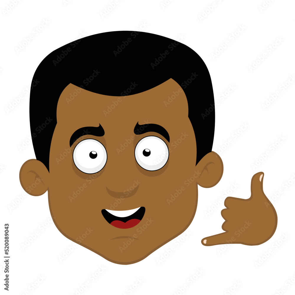 Vector illustration of the face of a man cartoon with a gesture with his hand of call me by phone or shake
Vector illustration of the face of a man cartoon with a gesture with his hand of call me by phone or shake