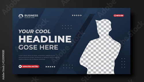 Corporate YouTube video thumbnail web banner template.	
