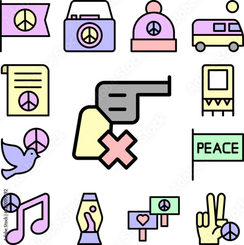 Revolver, prohibit icon in a collection with other items