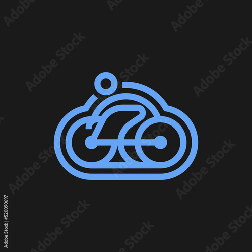 Bicycle cloud shape concept vector logo design. Bike Shop Corporate branding identity. Bicycle logo template.