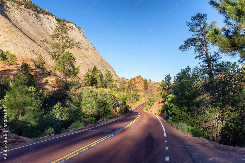 Scenic Road in American Mountain Landscape. Scenic Road in American Mountain Landscape.