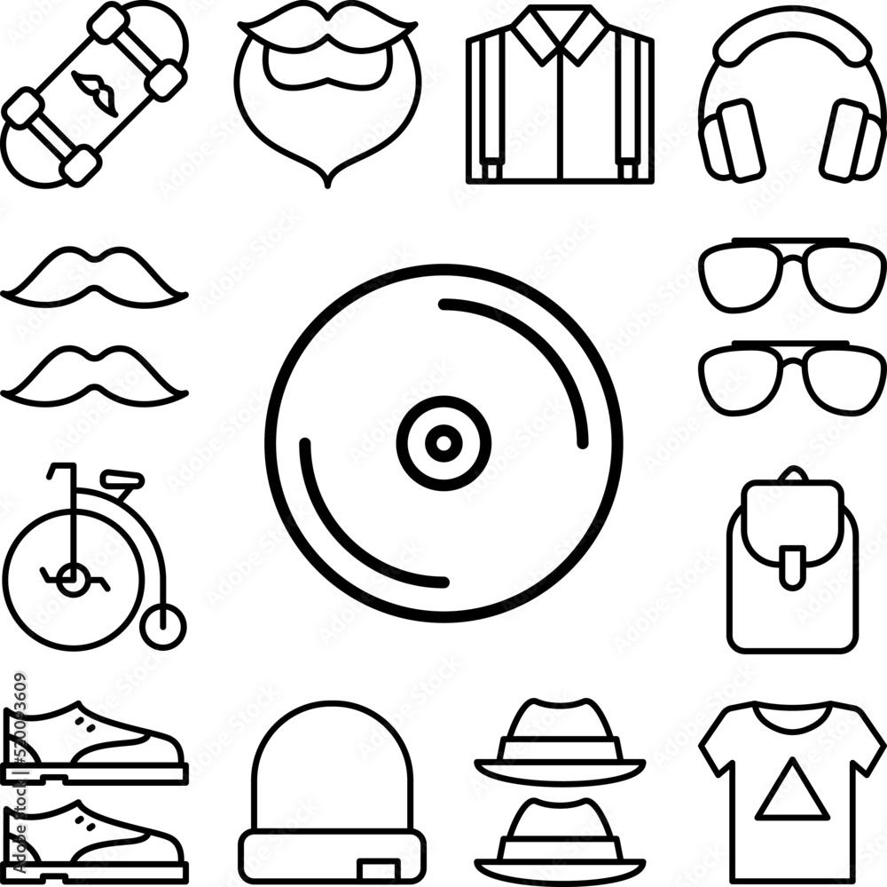 Fototapeta premium Vinyl, disc icon in a collection with other items