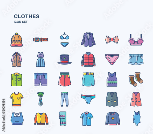 Clothes and dress icon set