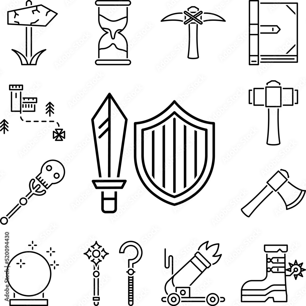 Obraz premium Shield icon in a collection with other items