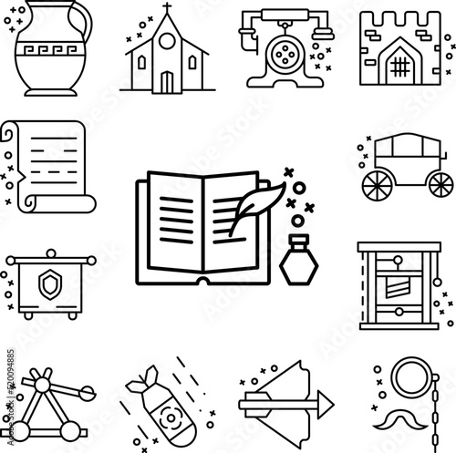 Book old cultures antique icon in a collection with other items