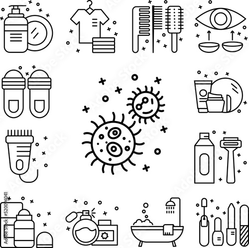 Bacteria virus biology icon in a collection with other items
