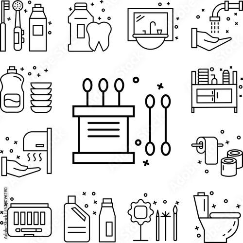 Cotton swabs bud hygiene icon in a collection with other items