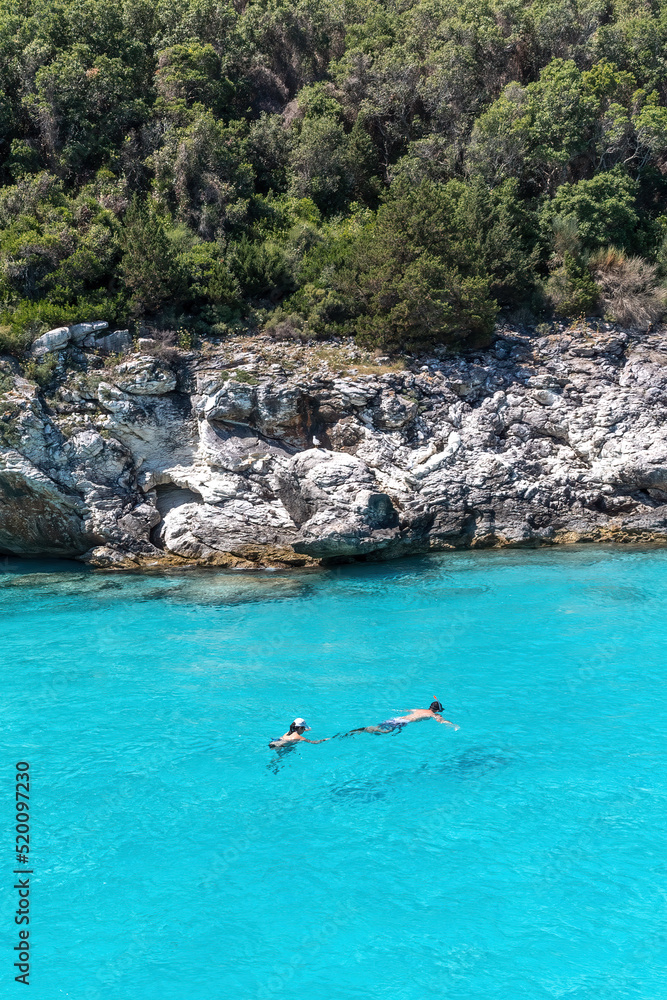 Fototapeta premium Summer vacation at Paxos (Paxi) Antipaxoi Blue Caves Gaios port Lakka Greek Ionian Island Epirus