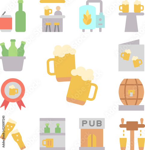 Cheers, beer icon in a collection with other items