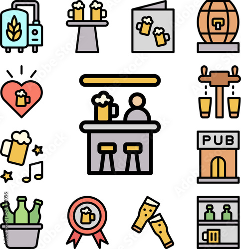 Bar table, beer icon in a collection with other items