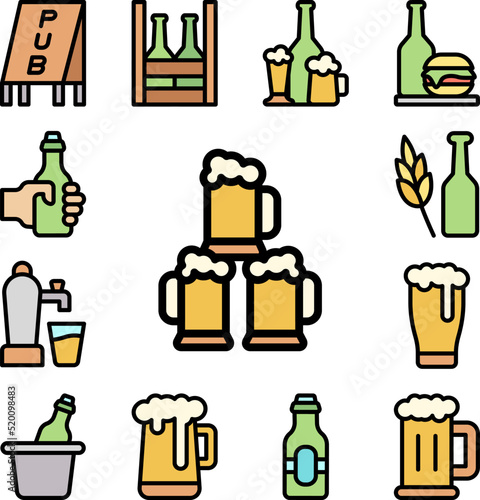 Beer steins icon in a collection with other items