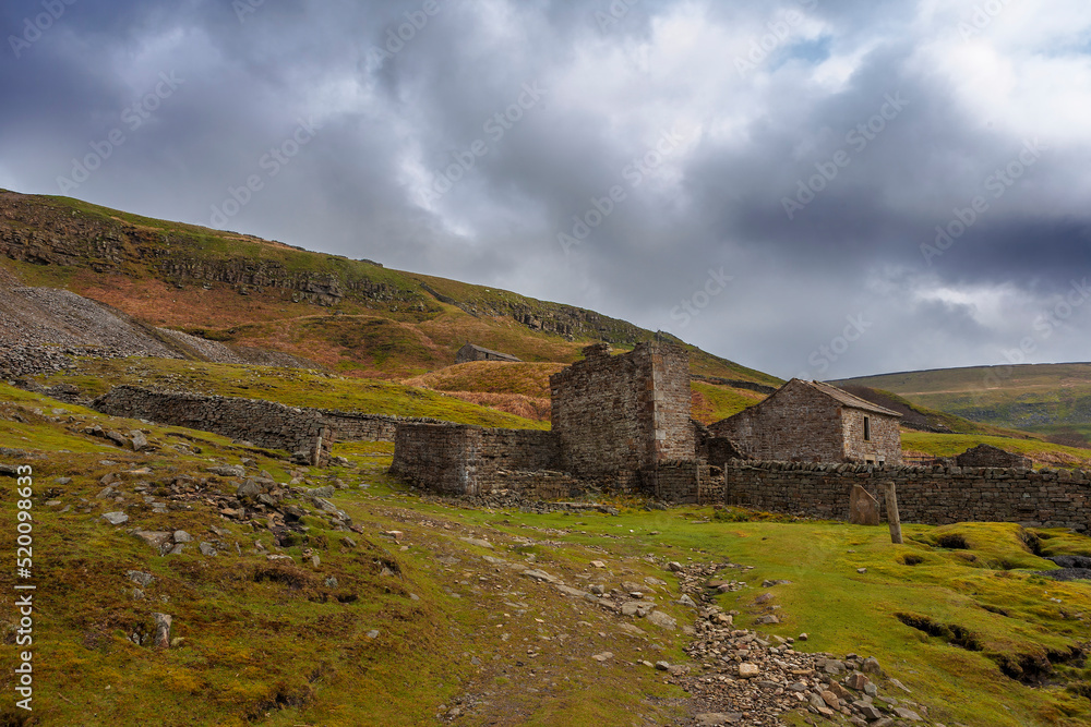 The ruins of an old farmhouse known as Crackpot Hall near Keld, Swaledale, North Yorkshire, UK