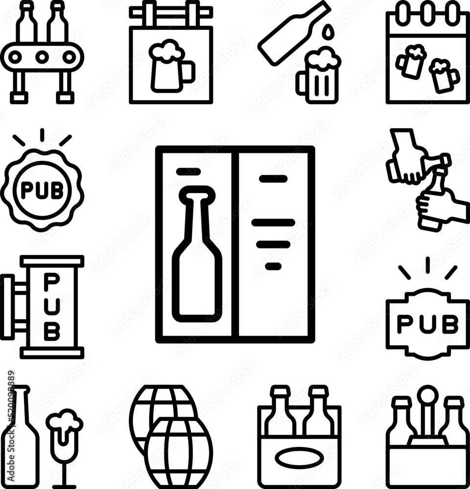 Menu, beer, pub icon in a collection with other items Menu, beer, pub icon in a collection with other items